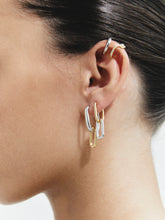 Load image into Gallery viewer, CELINE EARRINGS GOLD PAVÉ/SILVER