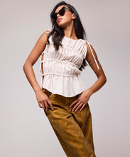 Load image into Gallery viewer, EVELYN GATHERED RUCHED TIE TOP