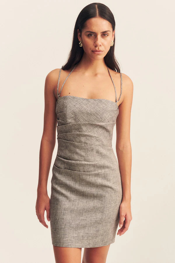 knee length dresses for ladies Shona Joy Elliot Square Neck Button Linen Mini Dress main image 0