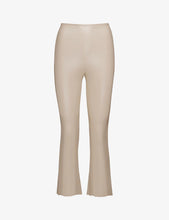 Load image into Gallery viewer, FAUX LEATHER CROP FLARE SAND