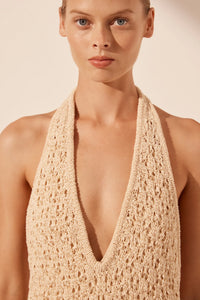 EMILIO HALTER OPEN BACK MAXI DRESS