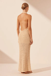 EMILIO HALTER OPEN BACK MAXI DRESS