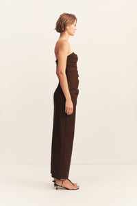 STRAPLESS DRAPED MAXI DRESS