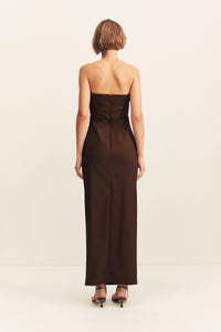 STRAPLESS DRAPED MAXI DRESS