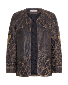 QUILTED STAR LEATHER JACKET