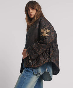 QUILTED STAR LEATHER JACKET