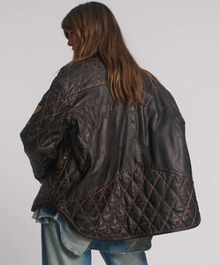 QUILTED STAR LEATHER JACKET