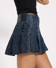 Load image into Gallery viewer, PLEATED MINI DENIM SKIRT
