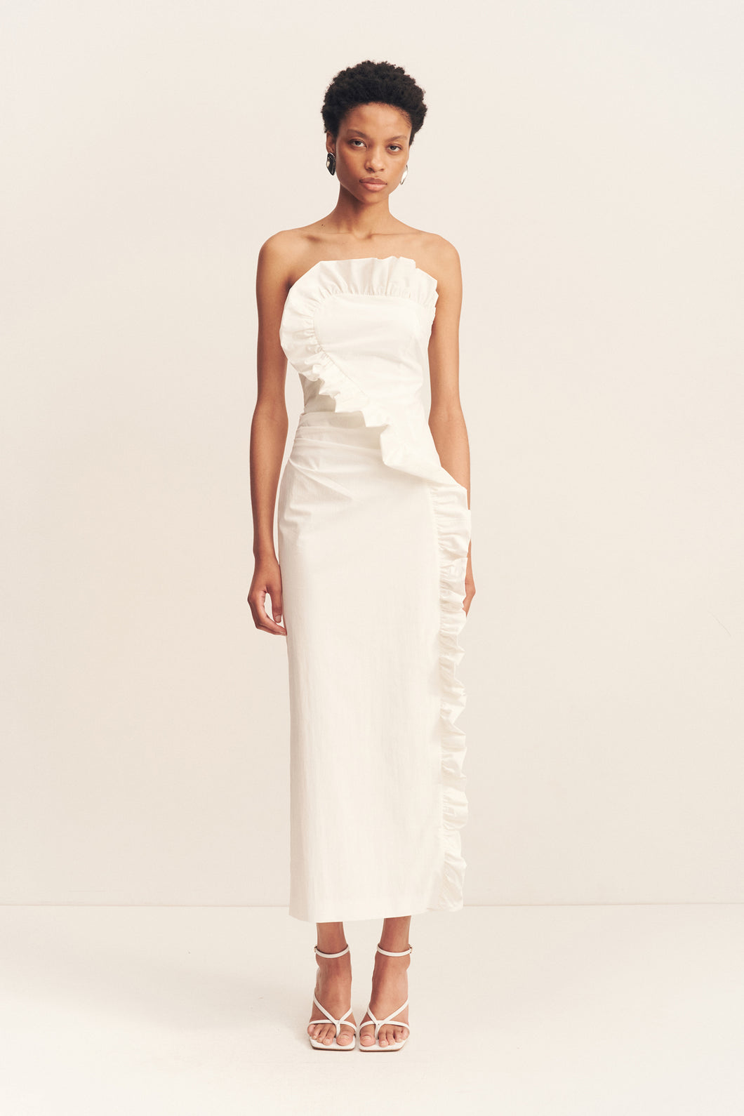 CAMPBELL RUFFLE MIDI DRESS
