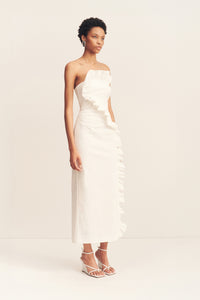 CAMPBELL RUFFLE MIDI DRESS
