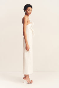CAMPBELL RUFFLE MIDI DRESS