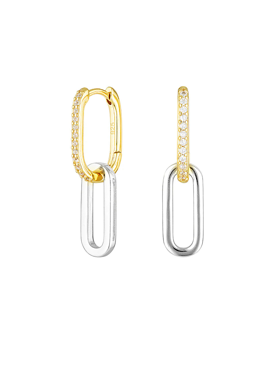 CELINE EARRINGS GOLD PAVÉ/SILVER