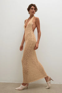 EMILIO HALTER OPEN BACK MAXI DRESS