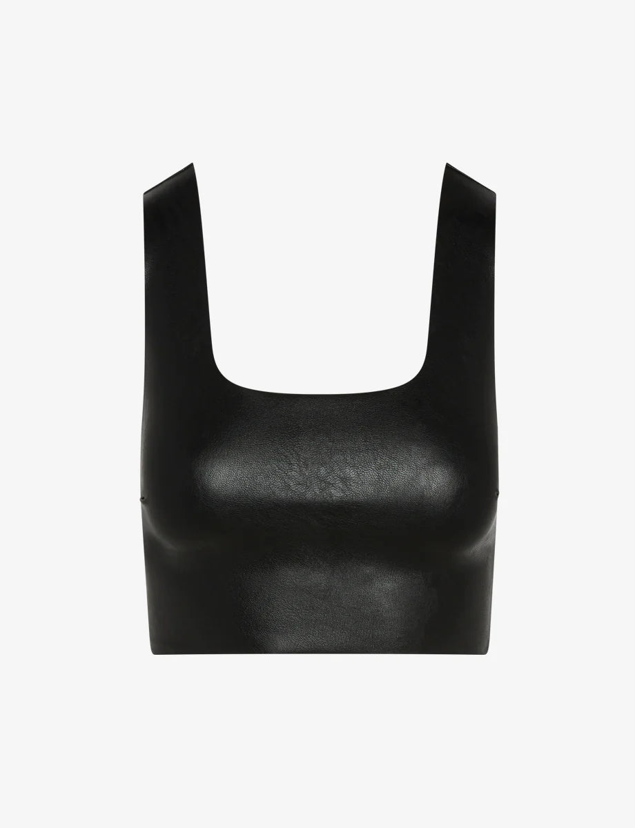 FAUX LEATHER CROP BLACK