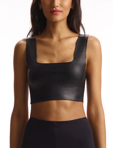 FAUX LEATHER CROP BLACK