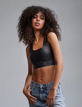 Load image into Gallery viewer, FAUX LEATHER CROP BLACK
