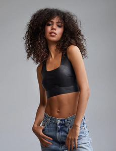 FAUX LEATHER CROP BLACK