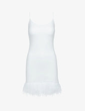 Load image into Gallery viewer, FAUX LEATHER FEATHER MINI DRESS
