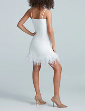 Load image into Gallery viewer, FAUX LEATHER FEATHER MINI DRESS
