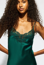 Load image into Gallery viewer, SILK LACE SLIP DRESS EMERALD
