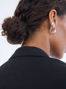 PRISCILLA PAVE HOOPS SILVER