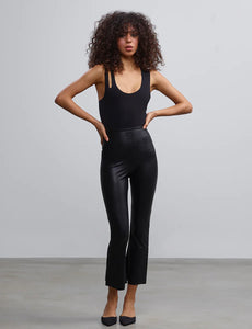 FAUX LEATHER CROP FLARE