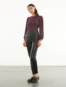 FAUX LEATHER FIVE POCKET PANT