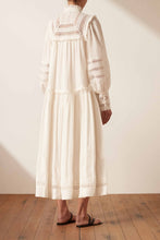 Load image into Gallery viewer, LUCIA BALLOON SLEEVE FRILL MIDI DRESS
