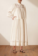 Load image into Gallery viewer, LUCIA BALLOON SLEEVE FRILL MIDI DRESS
