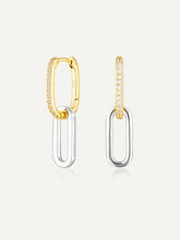 Load image into Gallery viewer, CELINE EARRINGS GOLD PAVÉ/SILVER
