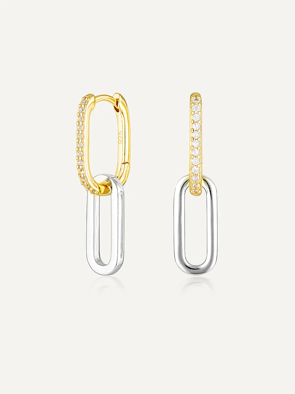 CELINE EARRINGS GOLD PAVÉ/SILVER