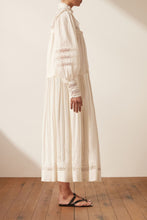 Load image into Gallery viewer, LUCIA BALLOON SLEEVE FRILL MIDI DRESS
