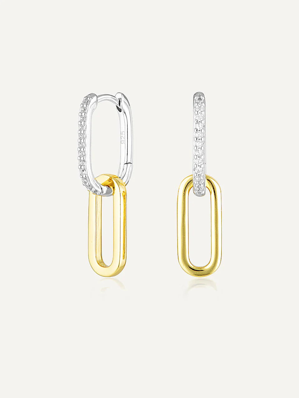 CELINE EARRINGS SILVER PAVÉ/GOLD