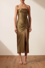 Load image into Gallery viewer, THALIA BIAS RUCHED MIDI DRESS
