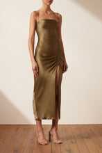 Load image into Gallery viewer, THALIA BIAS RUCHED MIDI DRESS
