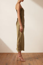Load image into Gallery viewer, THALIA BIAS RUCHED MIDI DRESS
